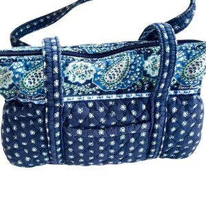 Vintage Y2K Vera Bradley Seaport Navy Petite Paddy Purse Bag Tote Blue Paisley